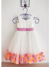 Ivory Satin Tulle Petals Knee Length Flower Girl Dress 